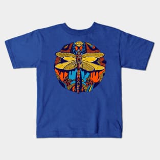 Orange Blue Circle of the Dragonfly Kids T-Shirt